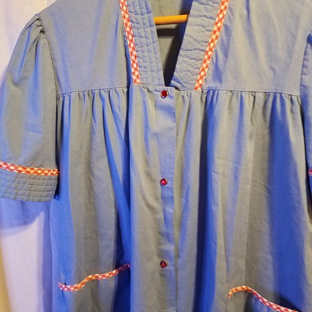 Simply Basic Blue Red/White Checkered Pocket Hous… - image 3